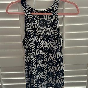 Ann Taylor Black & White Rose Tank